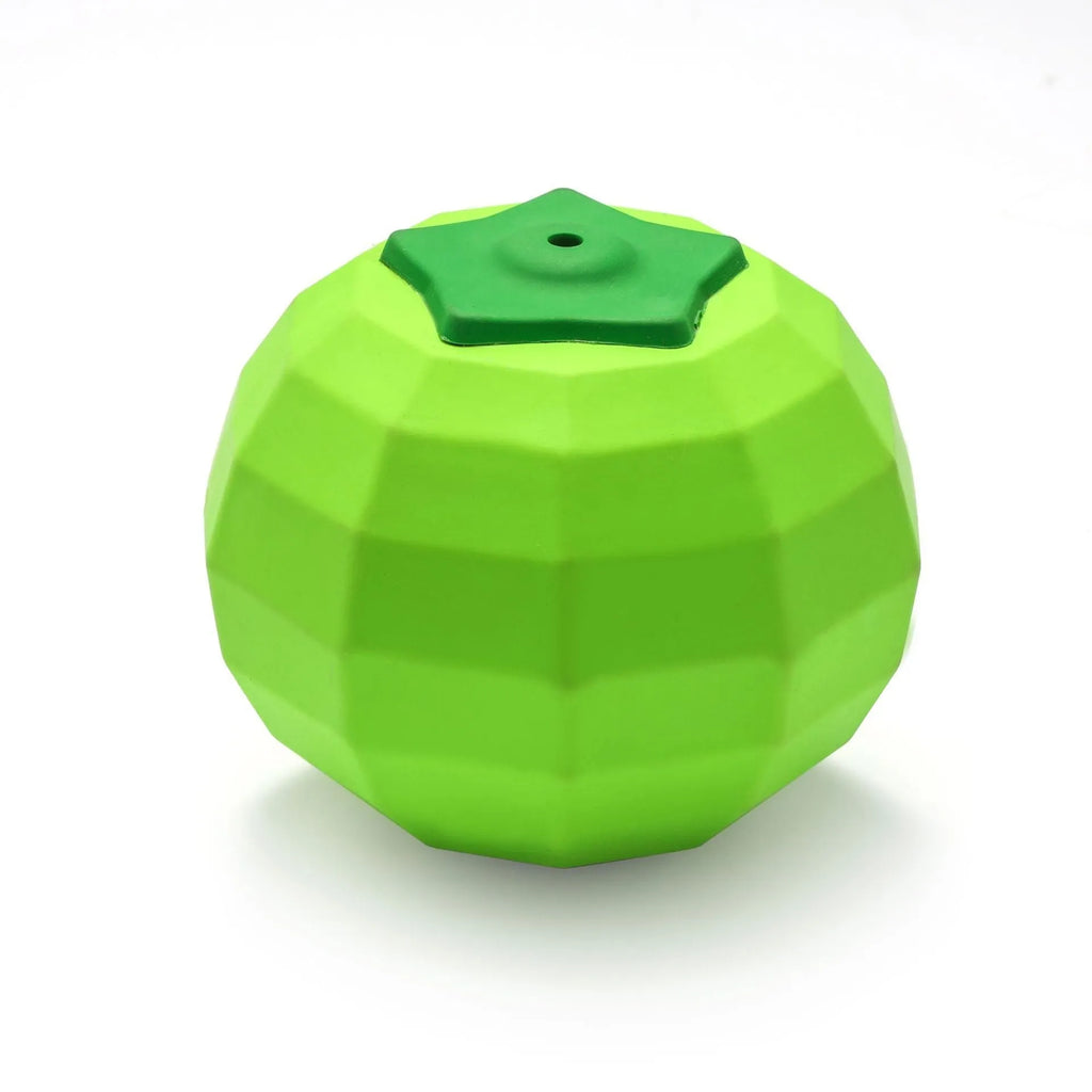 Green natural rubber squeaky chew ball dog toy for large breed aggressive chewers