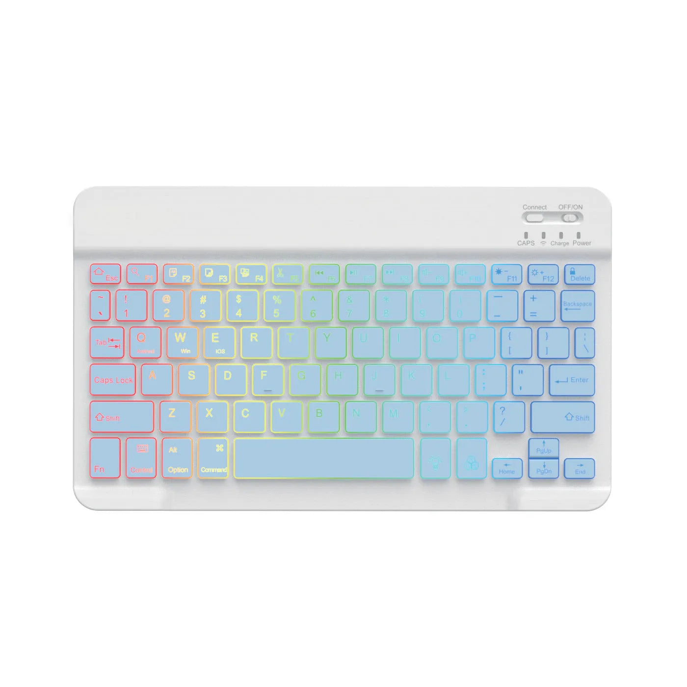 10-inch wireless Bluetooth keyboard with colourful backlit keys for mobile phones and tablets