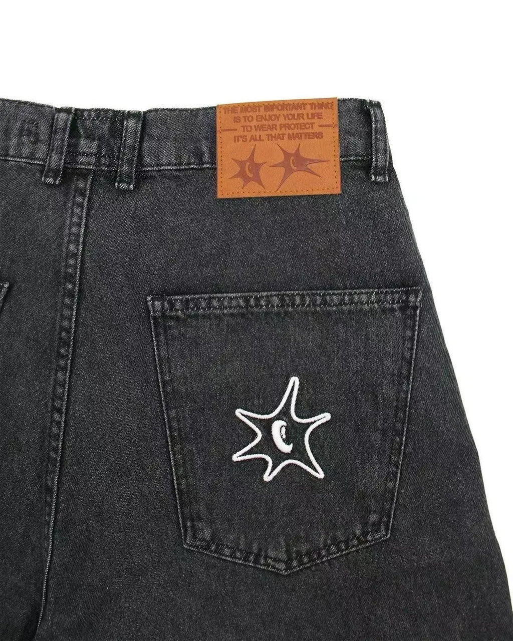 Men's straight-leg denim shorts in D36 colour for hip hop casual summer wear