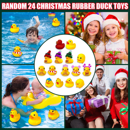 24 Days Countdown Christmas Advent Calendar Set with Funny Ducks Bath Toy for Kids