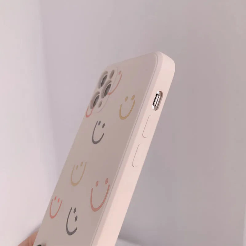 Smiley face design TPU silicone iPhone case in rainbow pattern