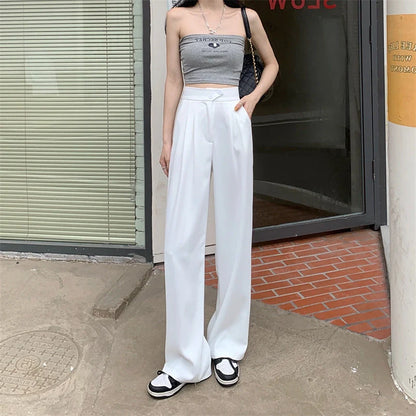 Women's high waist loose drape suit wide leg pants in various colours