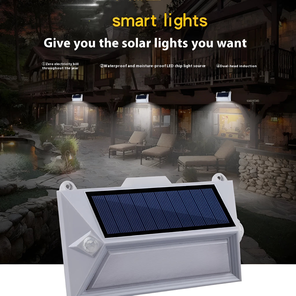 Solar outdoor human body induction step light with wall mount and LED illumination
