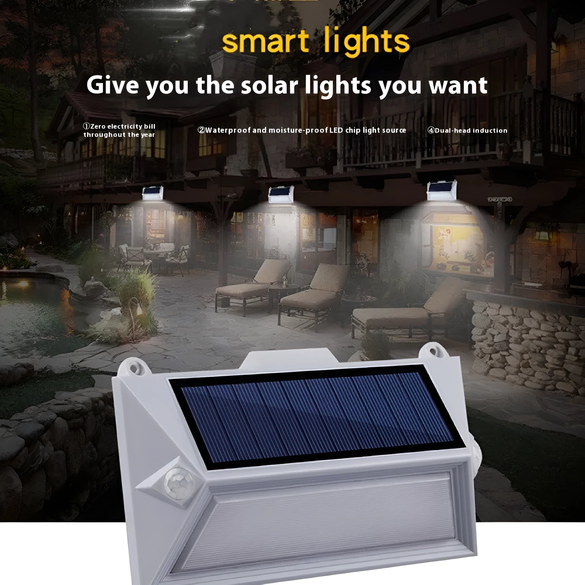 Solar outdoor human body induction step light with wall mount and LED illumination