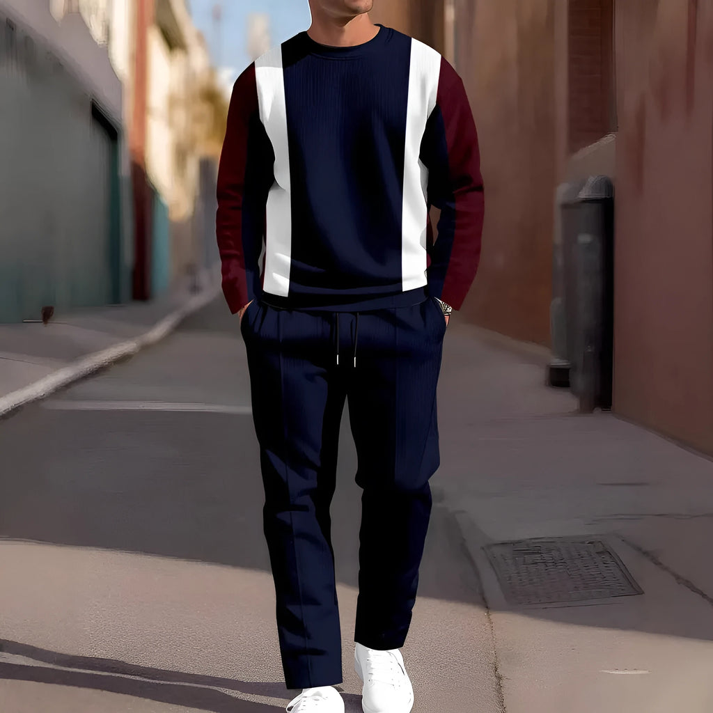 Fashion men's casual sporty round neck sweatshirt and pants two-piece set with letter print, 18 colours