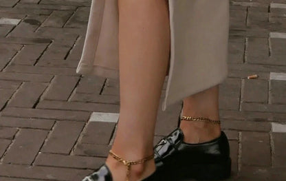 18K gold plated stainless steel anklet with 29.5cm chain and 8.75mm width