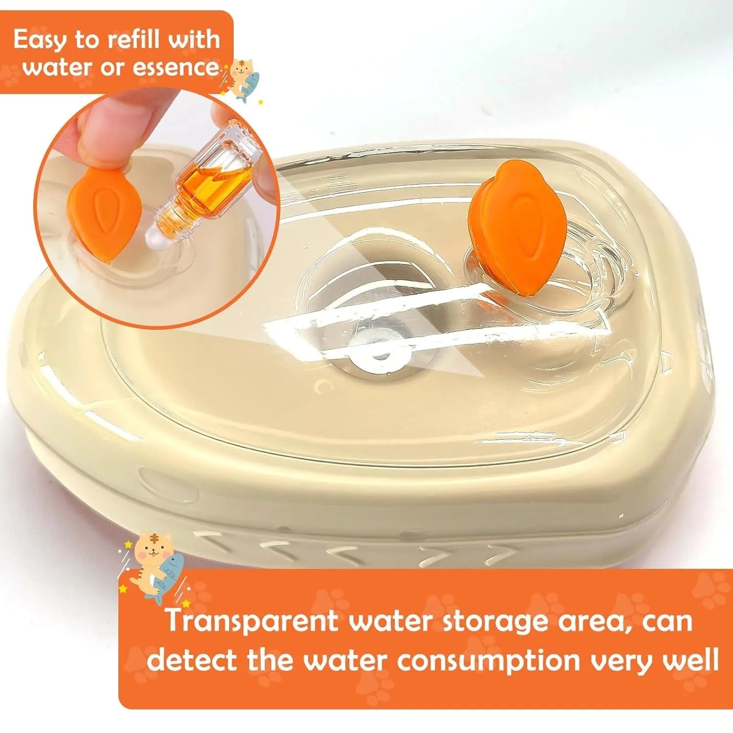 Yellow USB rechargeable cat brush steamer with water tank, silicone brush head, and UV detection light.