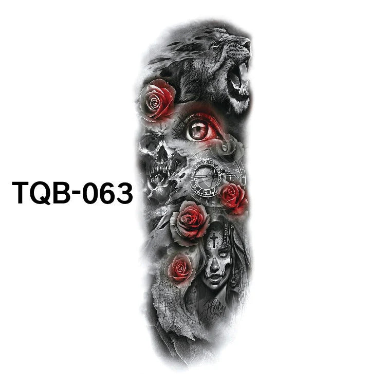 Waterproof full arm tattoo sticker with vibrant designs for temporary body art