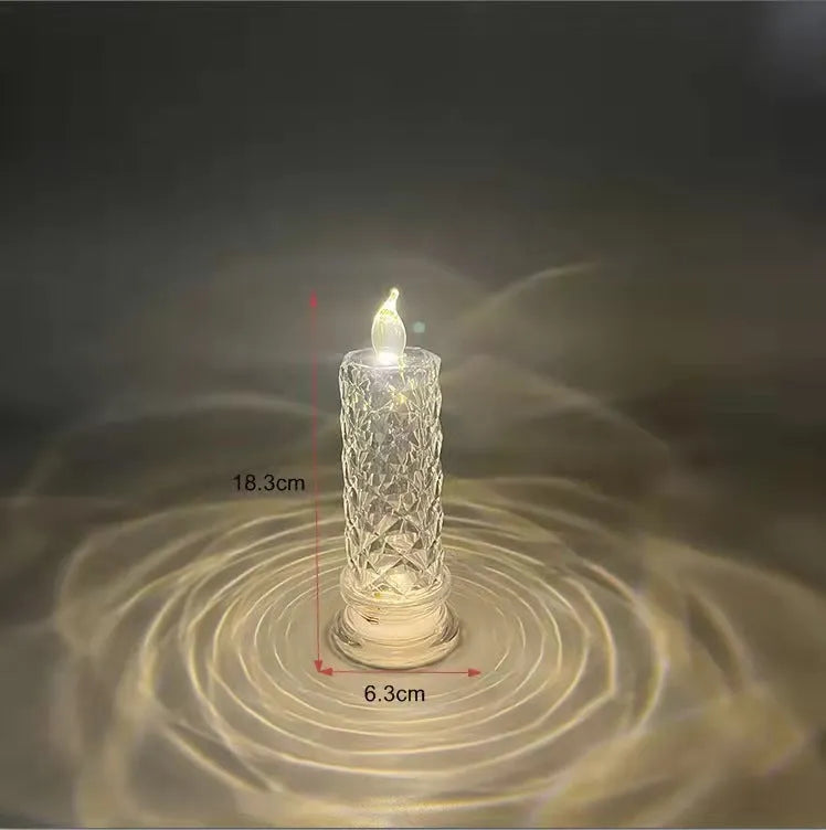 Rose pattern refraction LED electronic candle light in red, PVC construction, available in large and small sizes