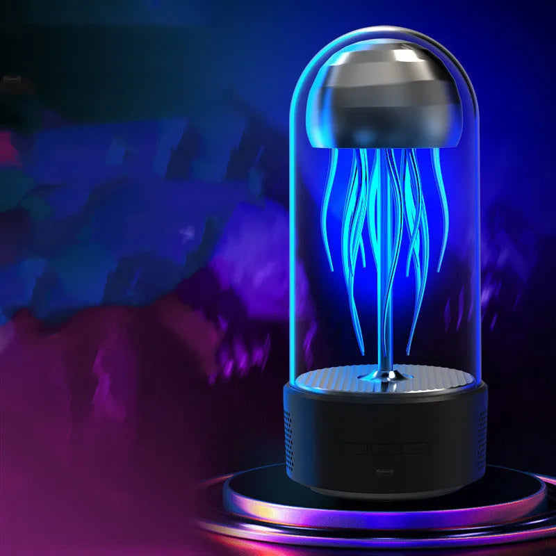 Creative jellyfish Bluetooth speaker with colourful lamp and dual speakers in compact ABS shell
