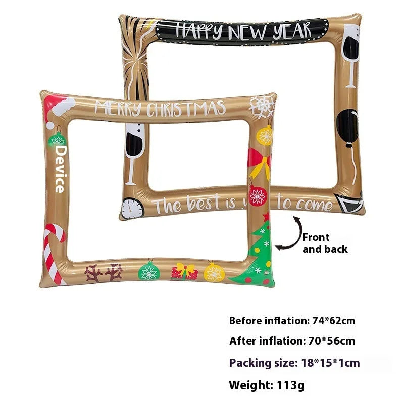 Red Christmas inflatable photo frame PVC construction for party photography