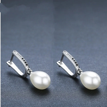 Black circle full rhinestone zircon earrings for women