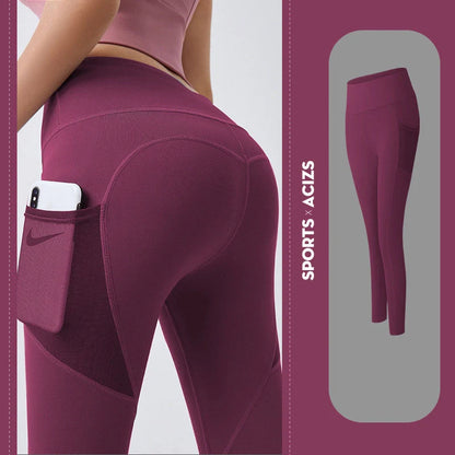 Women's yoga pants with pocket and tummy control in various colours