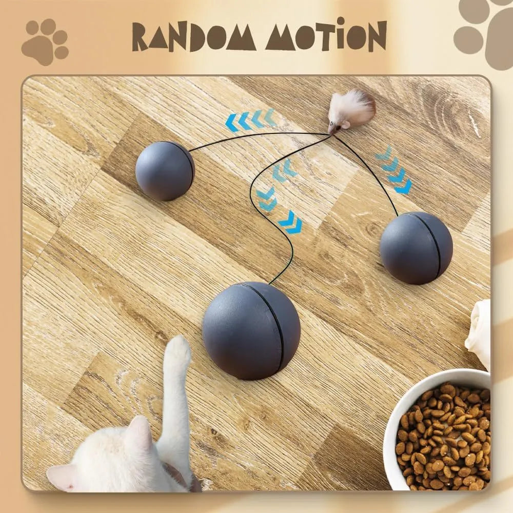 Blue orange automatic moving cat ball toy with smart rolling motion for pet enrichment