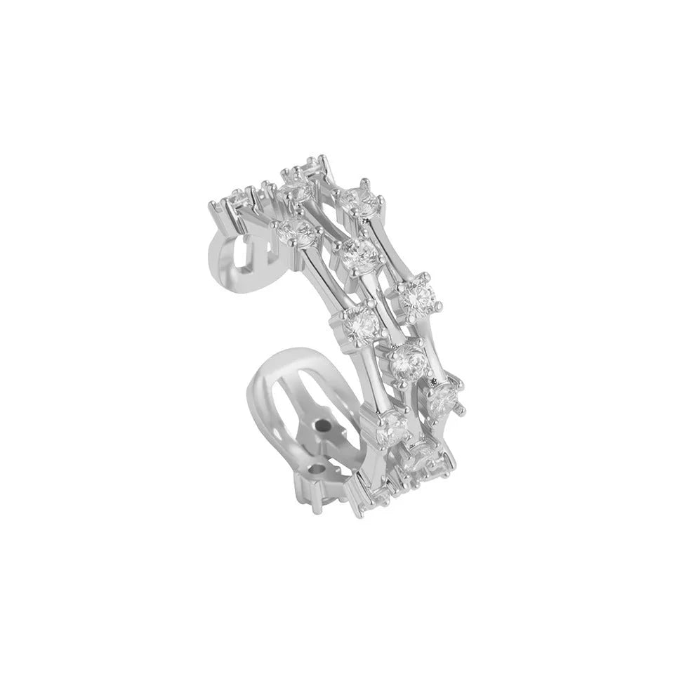 Women's forefinger ring in geometric shape with electroplated finish, silver colour