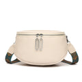 Women's saddle-shaped PU leather messenger bag with single shoulder strap in black, white, or green colour options