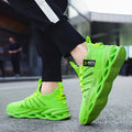 Men's black mesh running shoes with cross strap detail and MD sole in Korean casual style