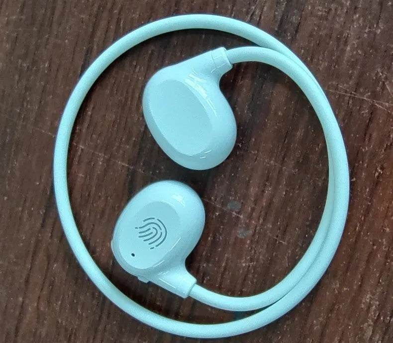 Ear hook OWS Bluetooth headset in black and white with Jerry chip, 15m range, ABS construction