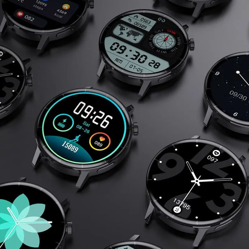 Bluetooth call smartwatch with 1.32 inch round screen and black TPU sport strap on wrist