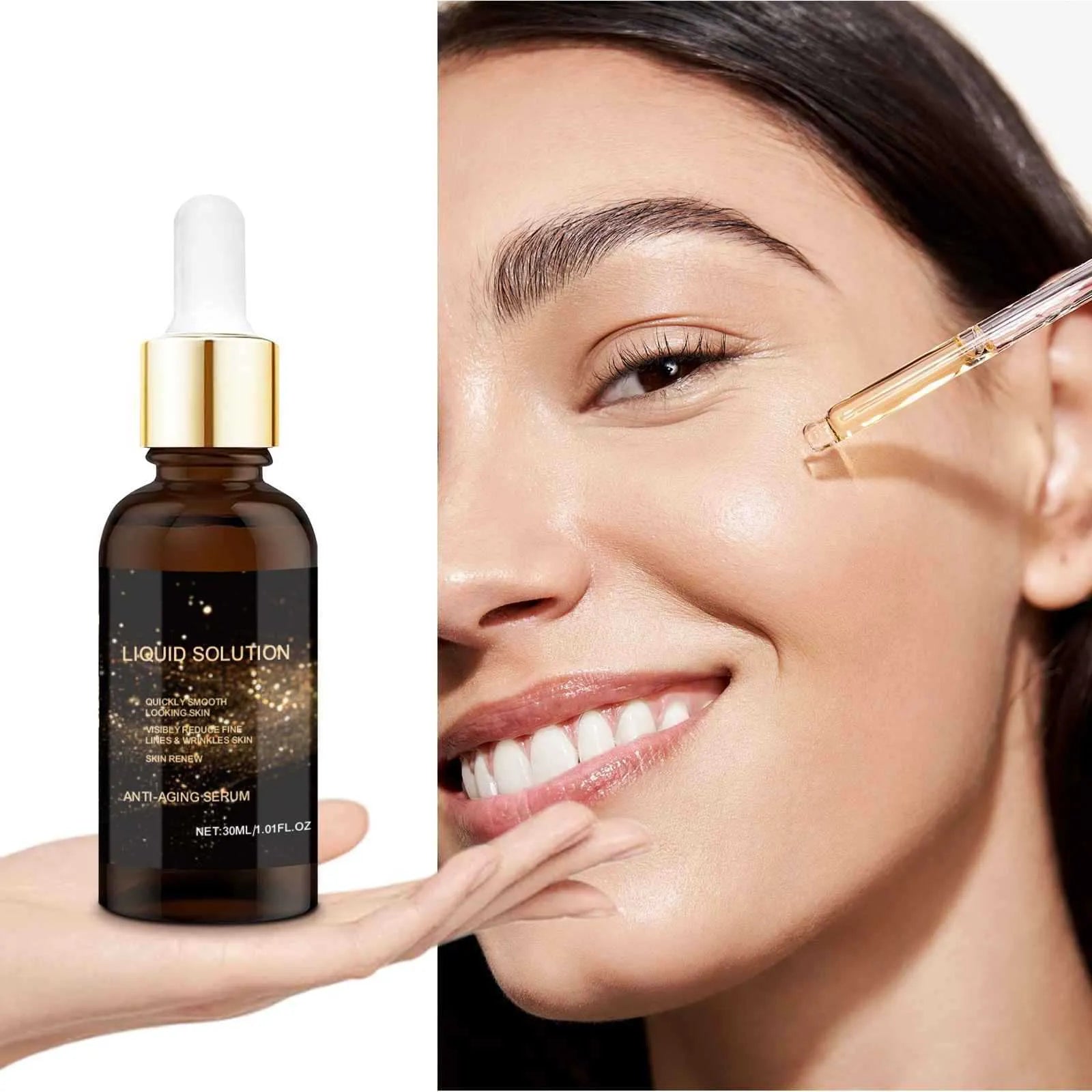 30ml bottle of facial moisturising care solution with hyaluronic acid and glycerin