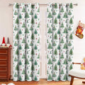 Modern Christmas Forest patterned polyester punching shading curtain hung on a window.