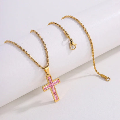 European and American style diamond cross necklace with no colour fading