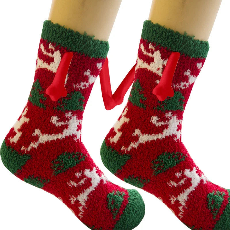 Christmas couple socks with magnetic suction feature in various animal patterns