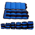 A pair of Oxford cloth legging sandbags for track and field running training.