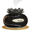 Pure black Lotus aromatherapy humidifier with ceramic diffuser bowl and USB power connection