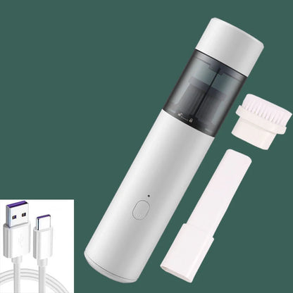 Mini car vacuum cleaner with wireless charging in black and white