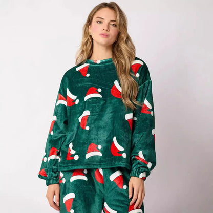 Women's 2024 flannel pajama sets in festive designs with long sleeves