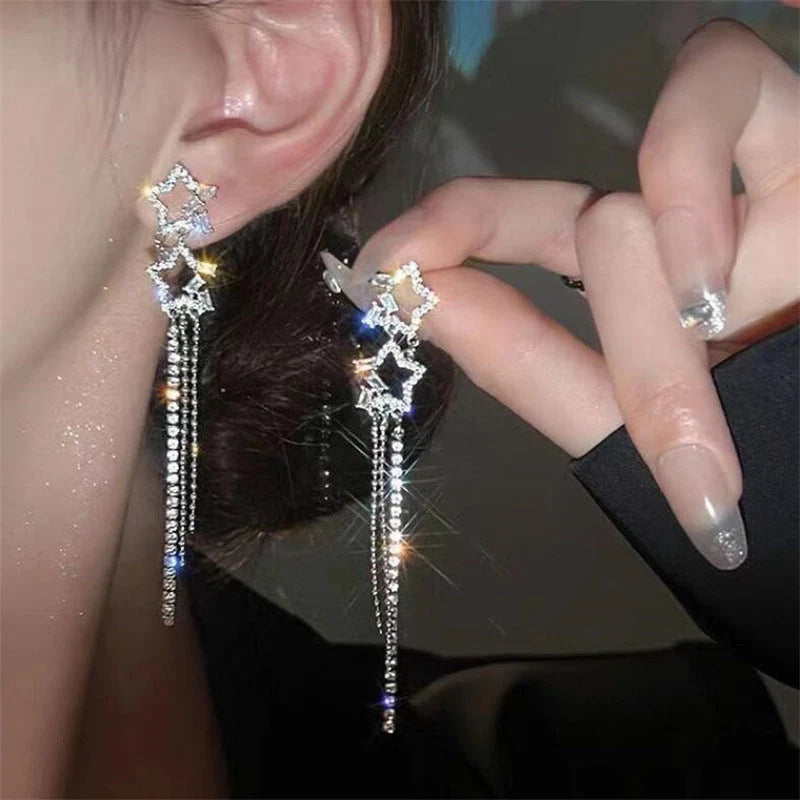 XINGX Water Drop Tassel Earrings in gold alloy with geometric design