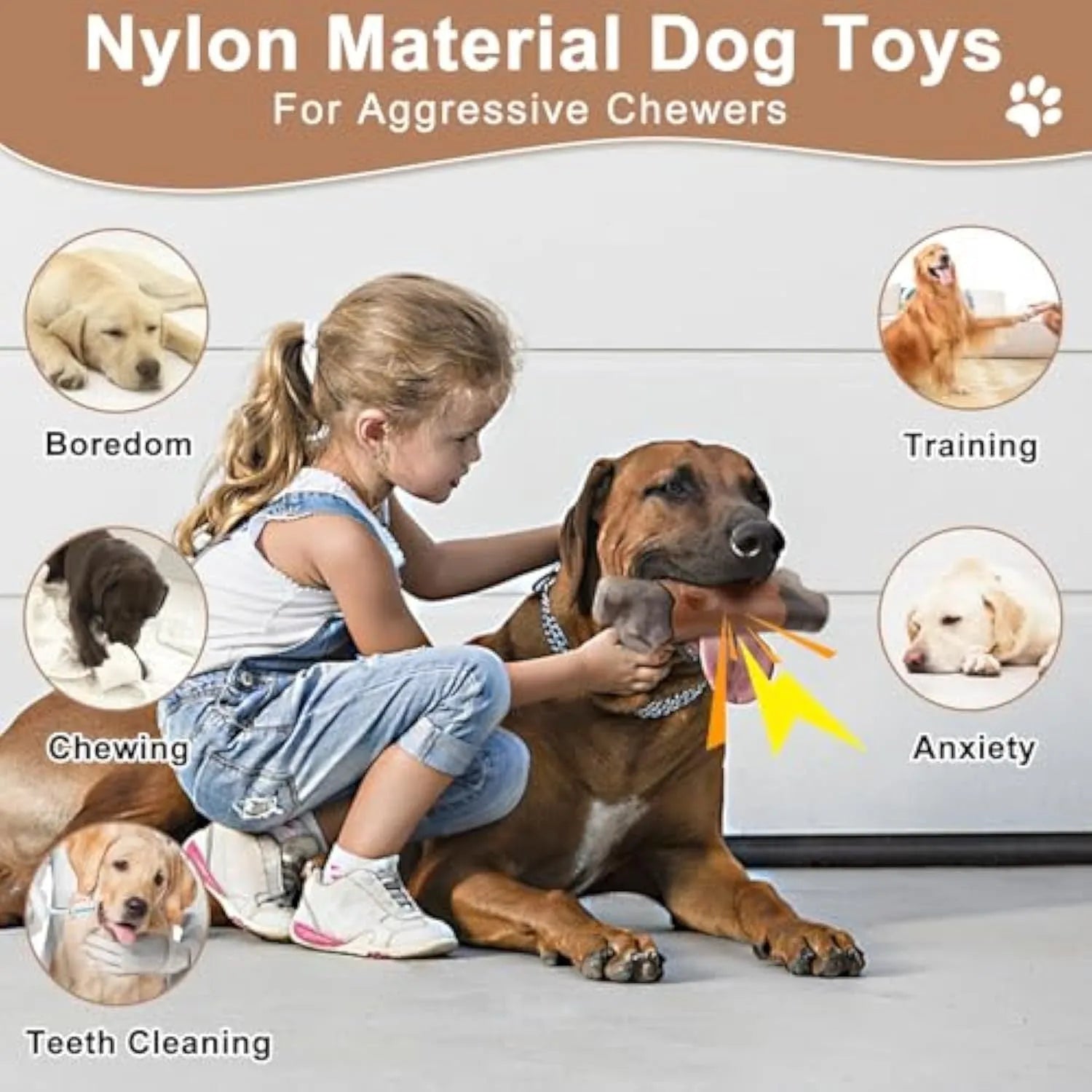 Durable branch-shaped nylon dog chew toy with squeaker for large breed aggressive chewers