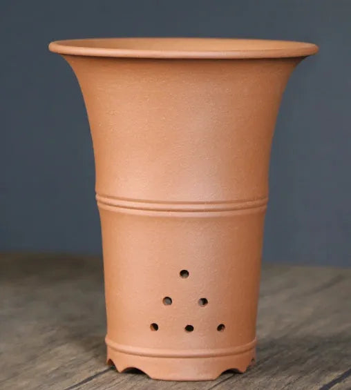 Large-diameter purple clay orchid pot in classic ceramic finish, suitable for clivia and succulents, available in fruit green and jujube red colours