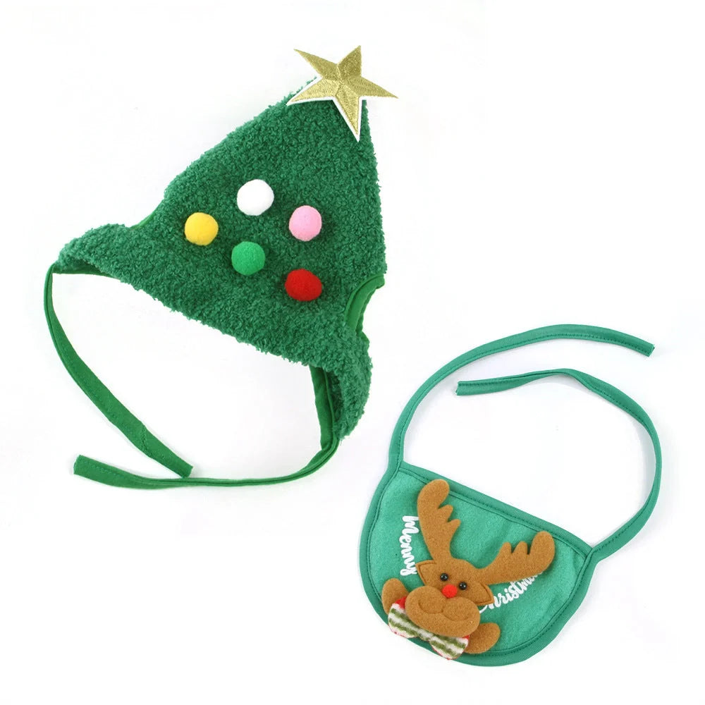 Christmas pet costume with velvet fabric and festive antlers