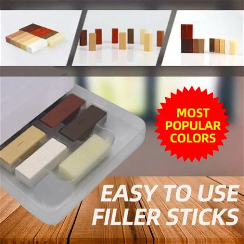 Floor repair tool with wax sticks for DIY tile scratch repair and furniture damage concealment
