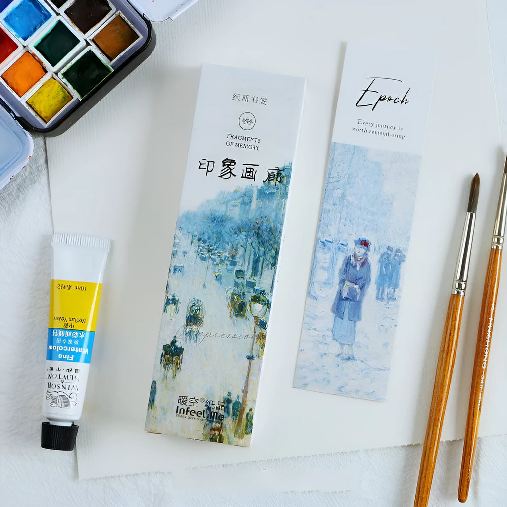 Pack of 30 thick white cardboard bookmarks with various illustrated designs
