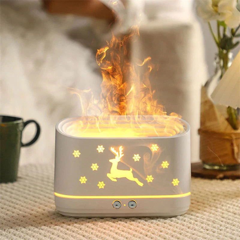 Cozy Flame Ultrasonic Diffuser Humidifier with Soothing LED Lights for Home Decor and Aromatherapy