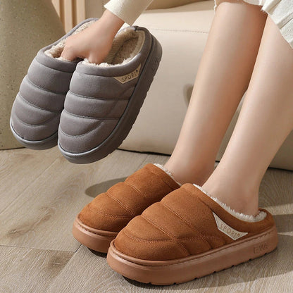 Cozy plush winter slippers in a variety of colors, featuring suede uppers and plush lining for exceptional indoor comfort and warmth.