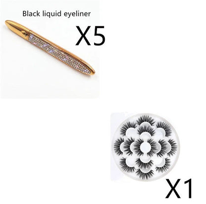 Multicolour self-adhesive false eyelashes with eyeliner for easy application