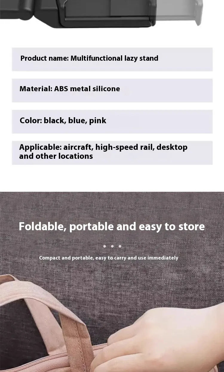Rotary multifunctional collapsible mobile phone holder in plastic, universal style, available in black green pink