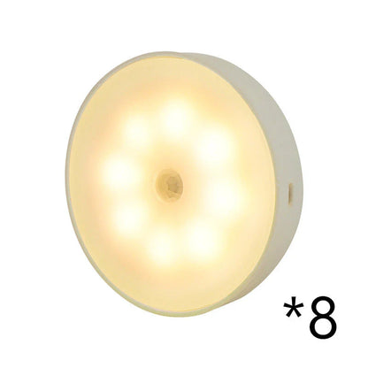 USB rechargeable motion sensor LED puck light for cabinets and night use