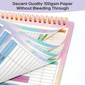 B5 size spiral-bound budget tally book with a PP cover, open on a table.