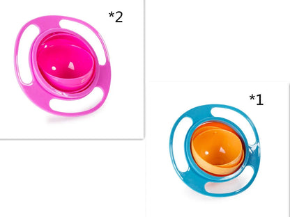360 Rotate Universal Spill-proof Bowl for Babies in red, green, and blue