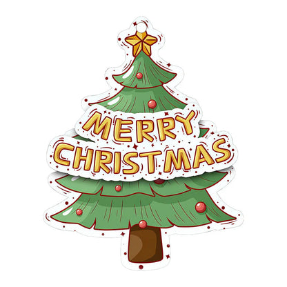 A charming acrylic car-shaped ornament with vibrant colors and a reflective finish, perfect for Christmas decor.