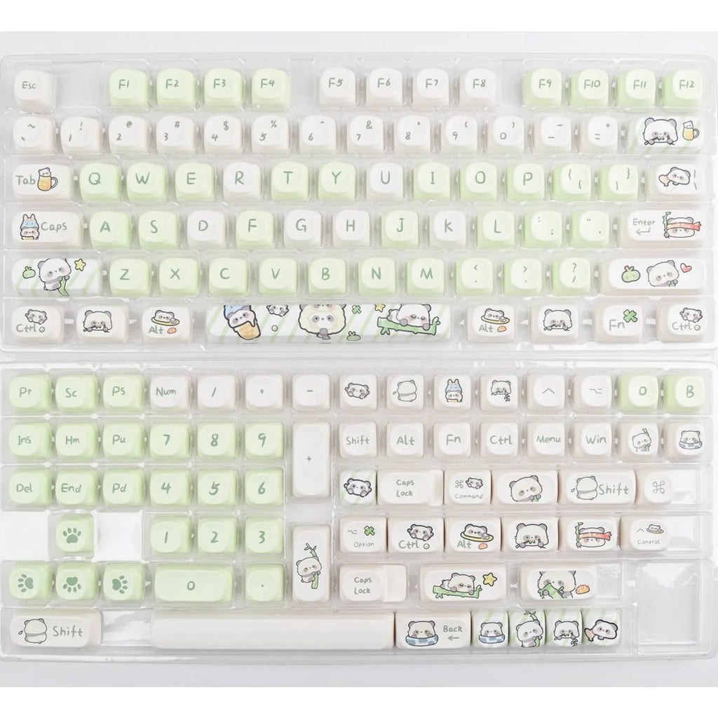 Sublimation PBT key cap set for Wooting keyboards in Taro Kitten Moa colour with matching adapter shaft