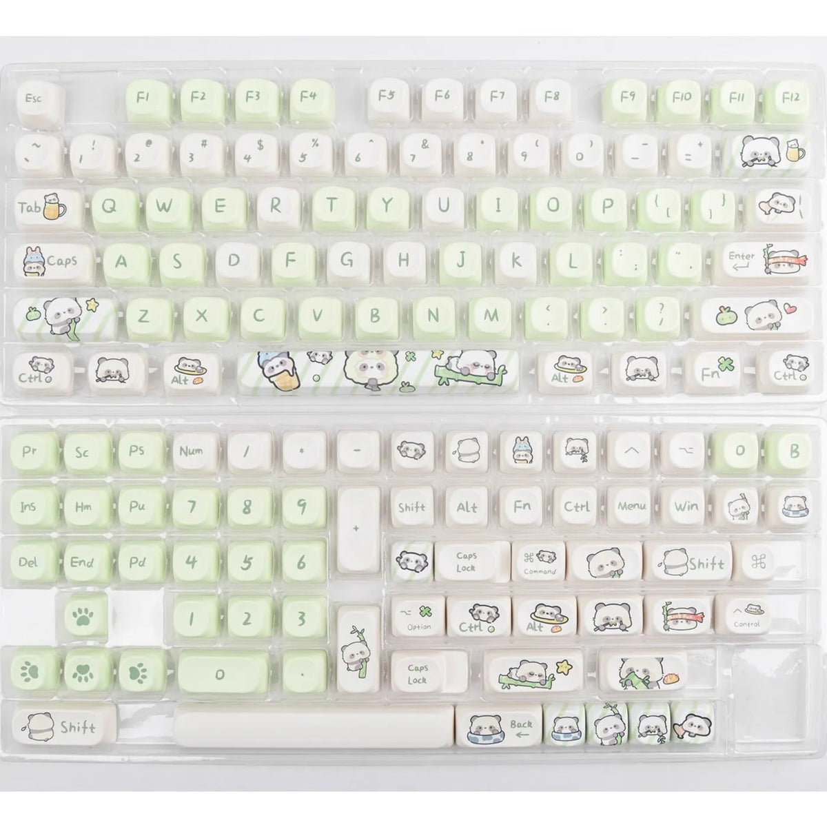 Sublimation PBT key cap set for Wooting keyboards in Taro Kitten Moa colour with matching adapter shaft