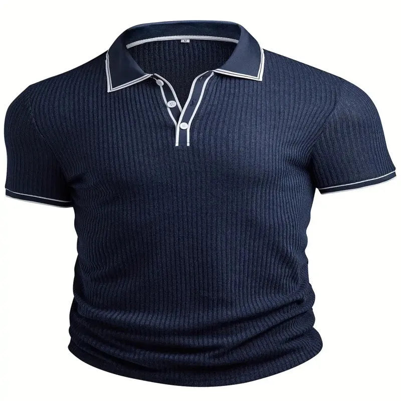 Men's striped polo short-sleeved shirt in loose fit available in multiple colours