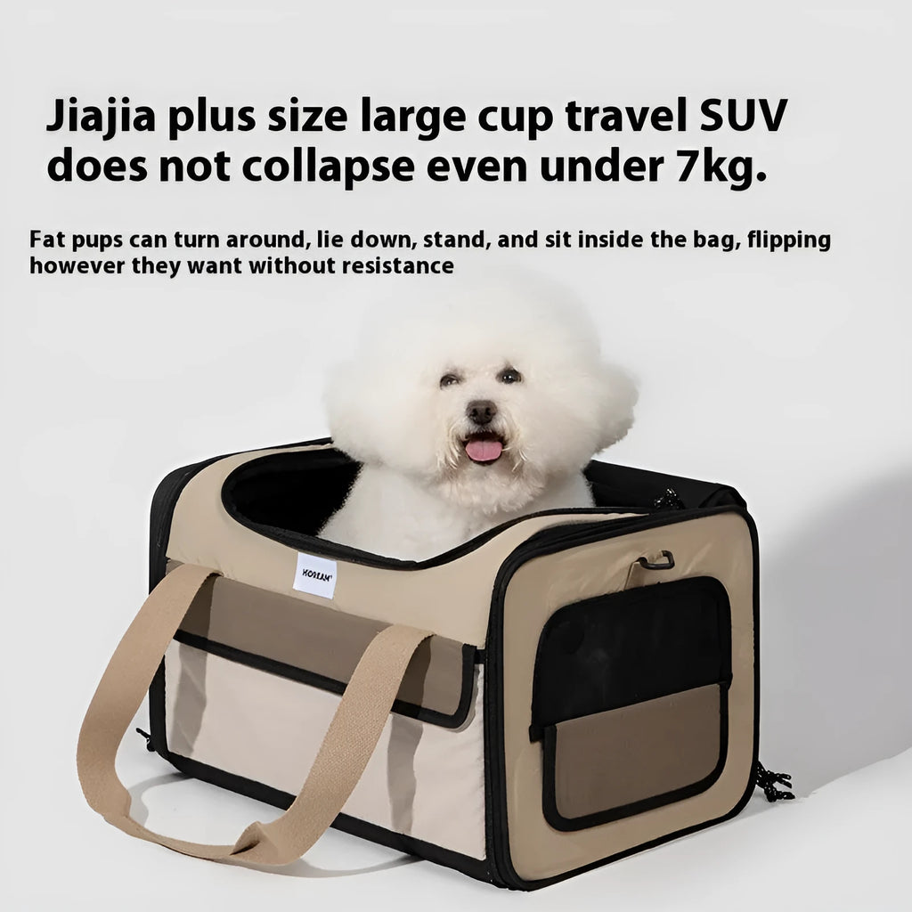 Portable one-shoulder cat bag nylon pet air tote chestnut brown carrier for small pets