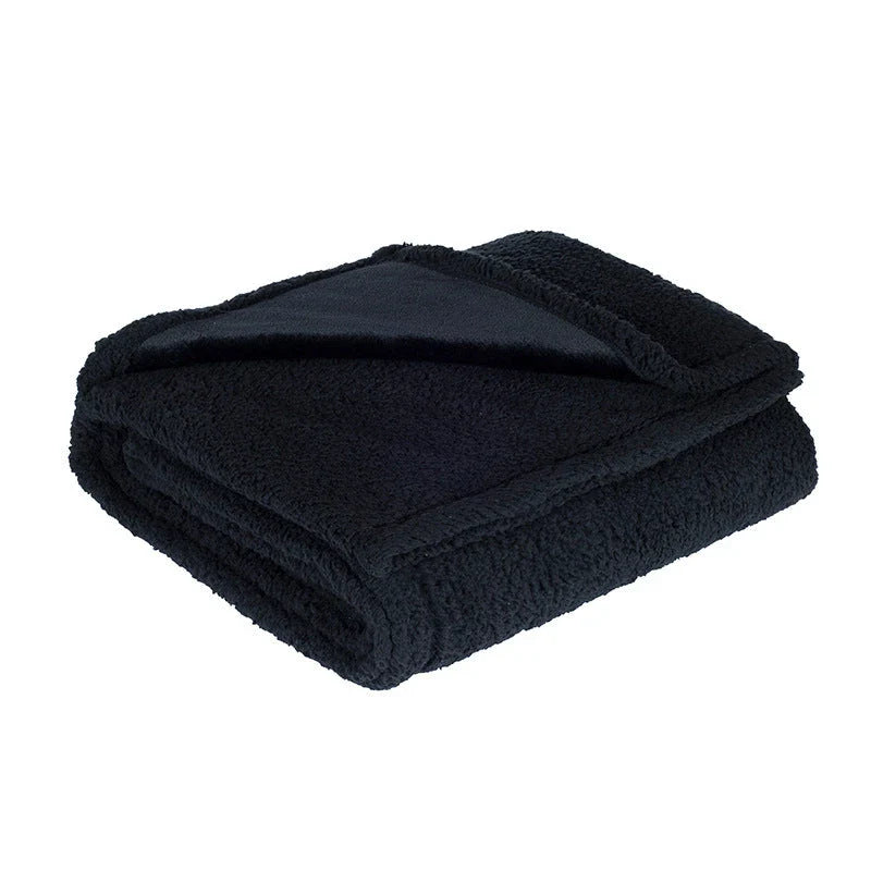 Cozy and comfortable pet blanket for dog kennels, made with flannel, wool, and sherpa for maximum warmth and style
